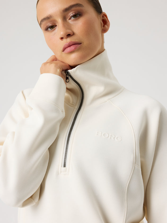 Björn Borg STUDIO SOFT HALFZIP SWEATSHIRT vit