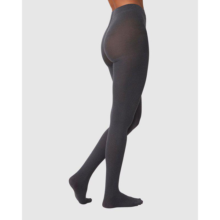 Swedish Stockings Hedda Chevron Tights - Black/Grey