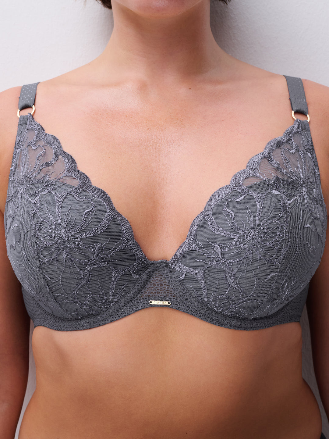 Chantelle Fleur Plunge t-shirt bra Fancy grey