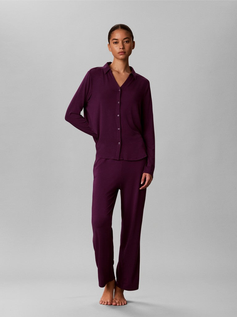 Calvin Klein LS SHIRT SET - Pyjamas Purple