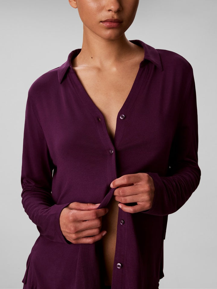 Calvin Klein LS SHIRT SET - Pyjamas Purple