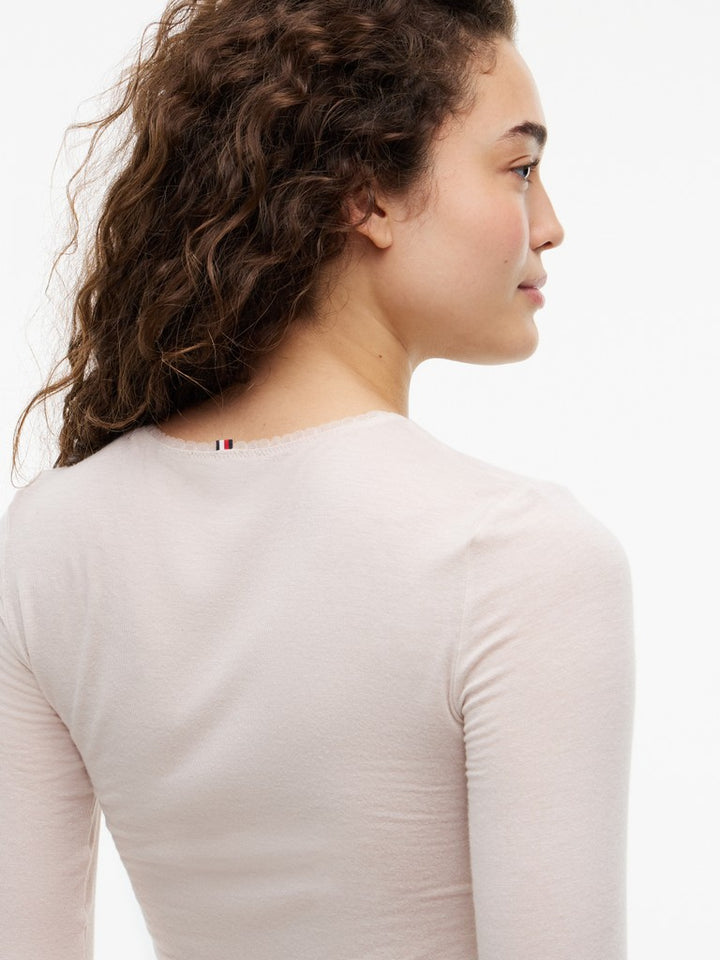 Tommy Hilfiger Undertröja LACE CASHMERE Svart/Creme