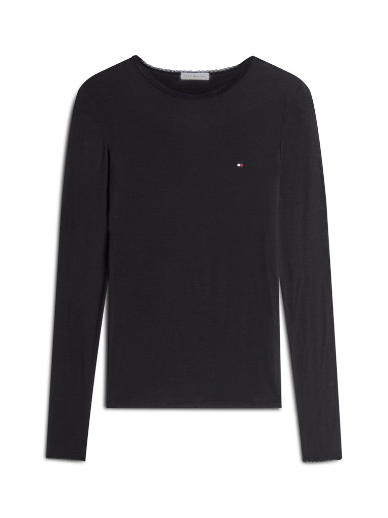 Tommy Hilfiger Undertröja LACE CASHMERE Svart/Creme