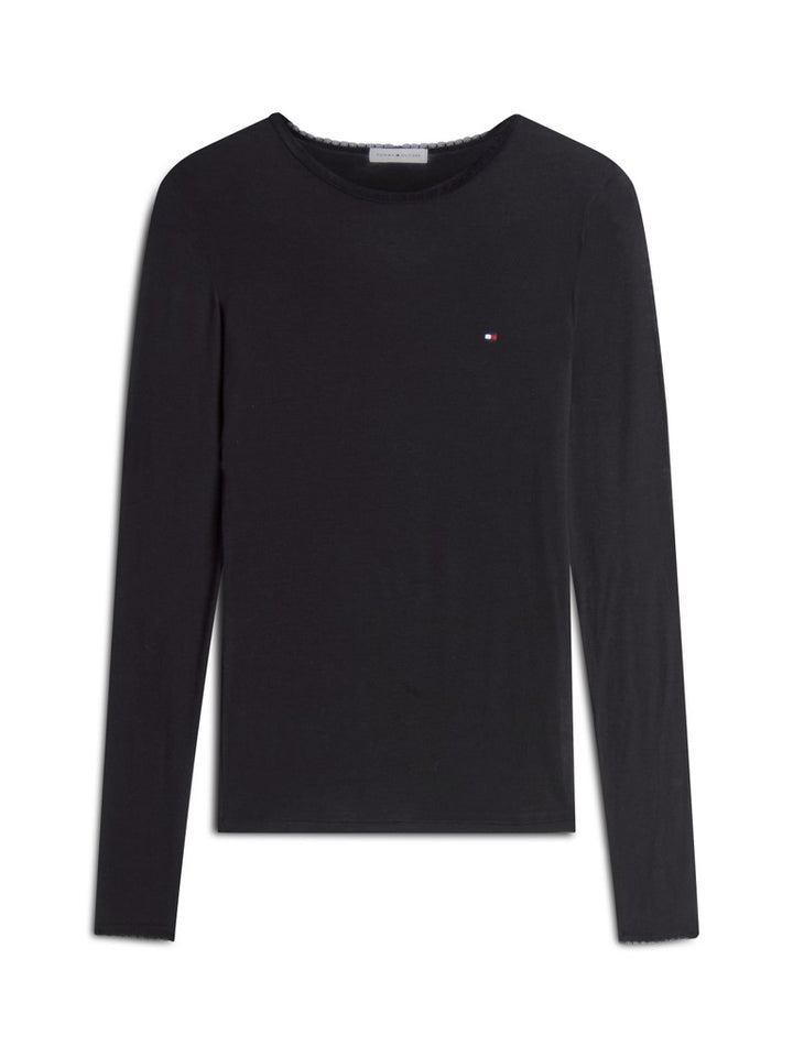 Tommy Hilfiger Undertröja LACE CASHMERE Svart/Creme