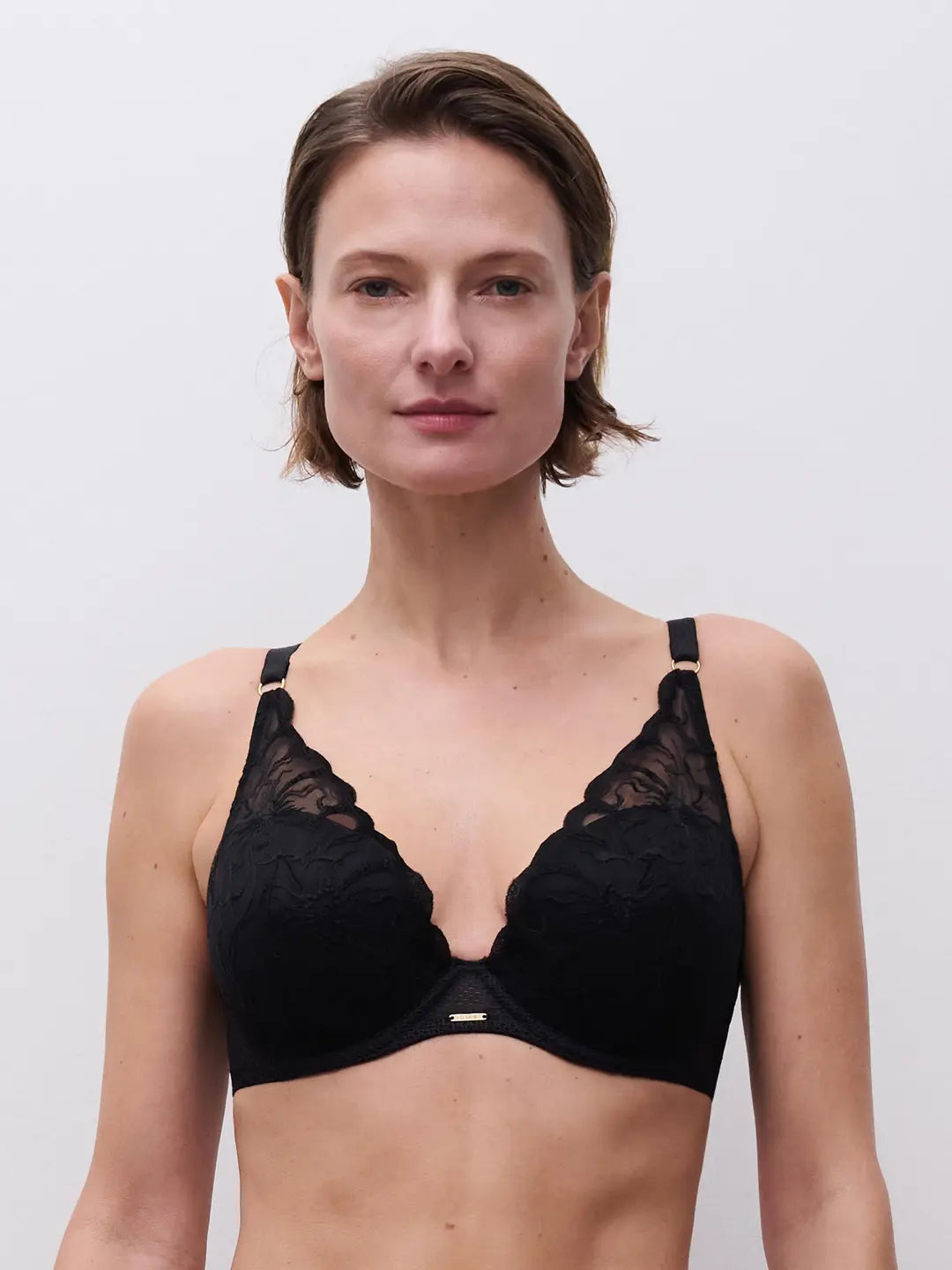 Chantelle Fleur Plunge t-shirt bra svart