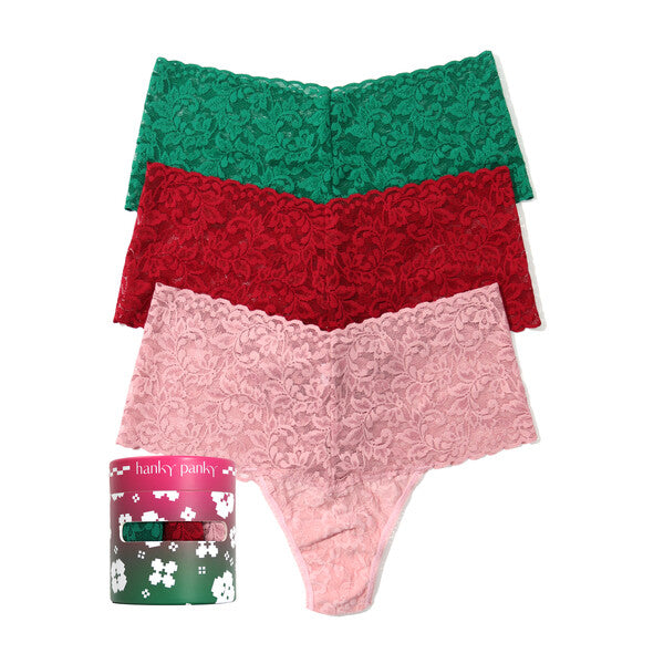 Hanky Panky Retro Lace Thong Holiday 3-pack